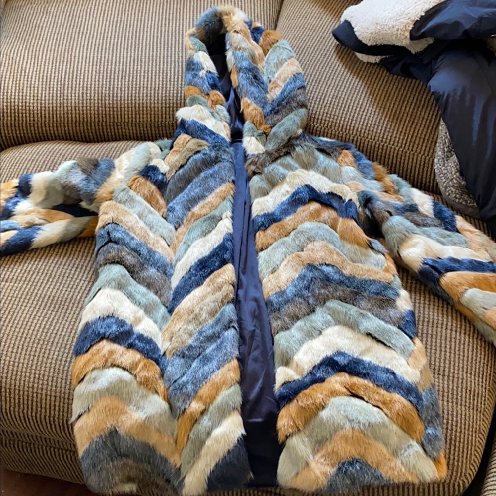 Chevron fuzzy jacket